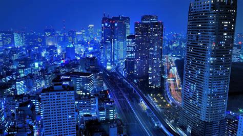 light japan blue tokyo cityscapes night buildings roads wallpapers hd desktop and
