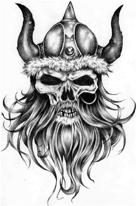 Viking Skull Viking Drawings Skull Tattoo Design Viking Warrior Tattoos