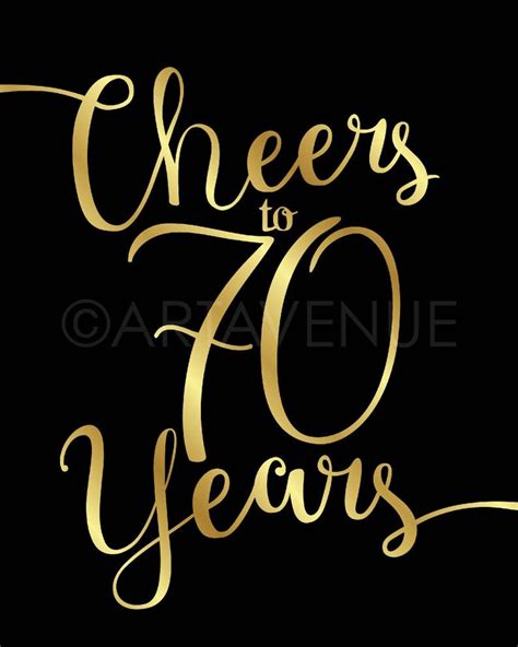 Black And Gold Chic Printables Cheers To 70 Years Party Etsy 77th Birthday 70th Birthday Card