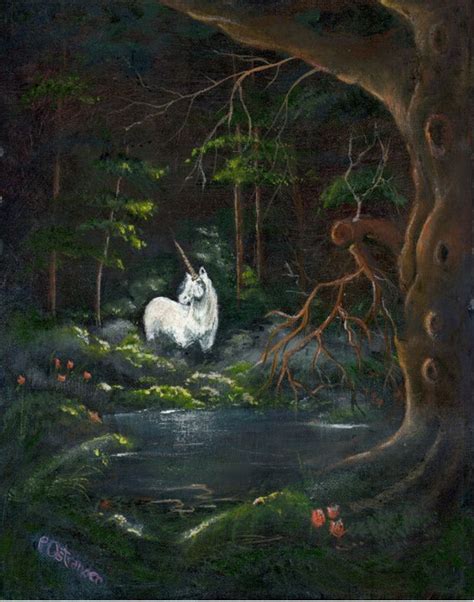 8 X 10 Majestic Unicorn In Forest Fantasy Art Mythical Etsy