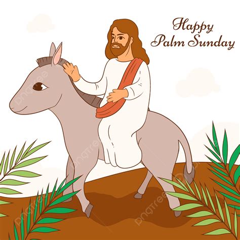 Jesus Donkey Png Image Palm Sunday Brown Lawn Jesus Riding Donkey