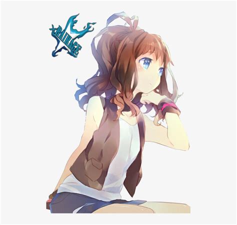Pretty Anime Girl With Brown Hair And Blue Eyes