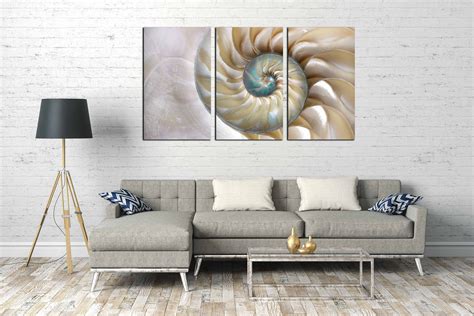 Seashell Wall Artseashell Canvas Printlarge Decorative Art Nautilus