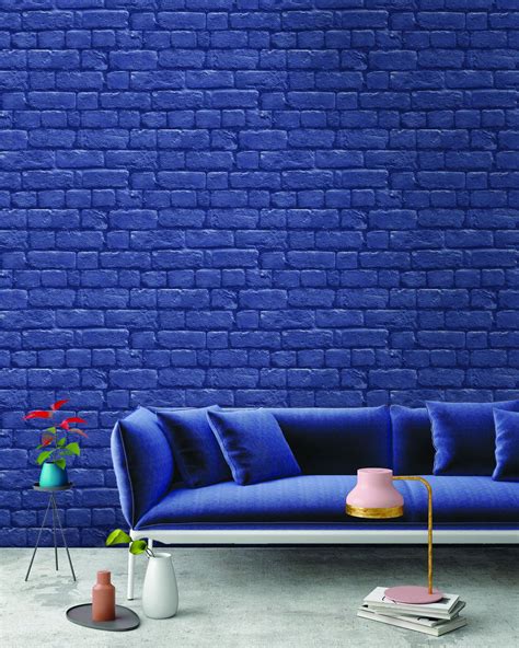 Blue Brick Wallpaper Brick Wallpaper Wallpaper Living Room Rv Living