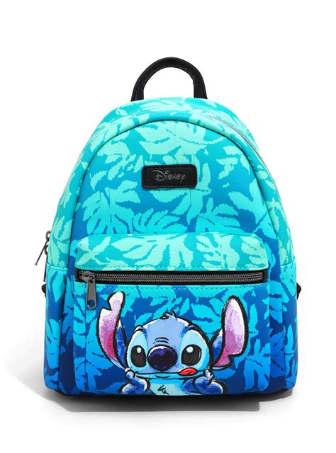 Disney Lilo And Stitch Blue Tropical Leaves Mini Backpack By Loungefly