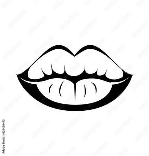Black Lips Kiss Lips Vector Lips Close Up White Background Vector Illustration Stock Vector