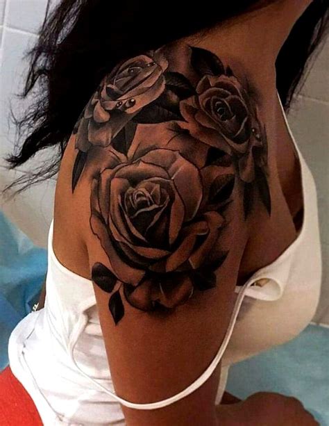 Black Rose Epaule Shoulder Tattoo Ideas Mybodiart Com Roses Tattoos For Women Flower Tattoo