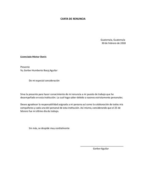 Obtener Carta De Renuncia Guatemala Ejemplo Civiahona Images And