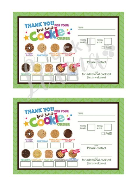 Abc Girl Scout Cookie Order Formreceipt All 9 Cookies Etsy
