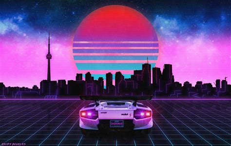 473007 Synth Vehicle Synthwave Artwork Neon Car Retrowave