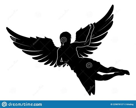 Angel Woman With Wings Silhouette Stock Vector Illustration Of