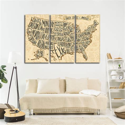 Usa Text Map Multi Panel Canvas Wall Art Elephantstock