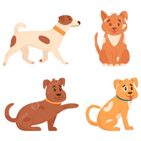 Set Of Cute Dogs In Different Poses Breed Background Dogs Png And