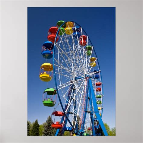 Rainbow Colored Ferris Wheel Poster