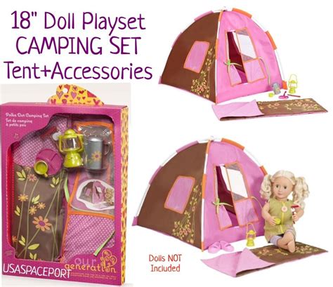 18 Doll Camping Playset Pink Polka Dot Tentsleeping Bag Fits American Girl Set Ebay