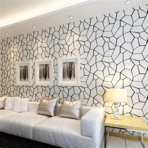 Black White Geometric Pattern Non Woven Wallpaper Modern Art Design