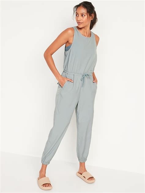 old navy sleeveless stretchtech wrap effect jumpsuit for women