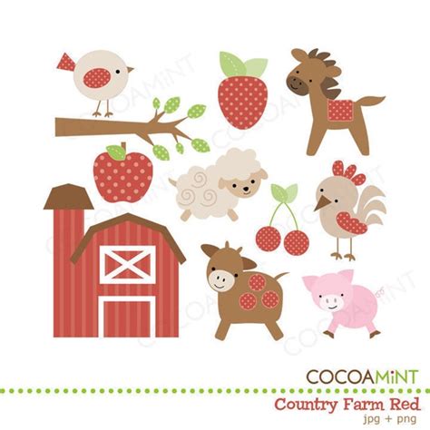 Country Farm Red Clip Art By Cocoamint On Etsy
