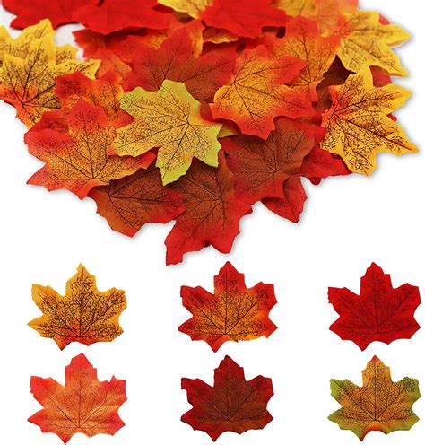 Gunwon 100pcs Artificial Autumn Fall Maple Leaves Multi Color， Assorted