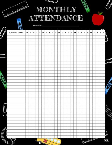 Attendance Sheet Template Printable School