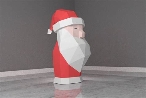 Low Poly Xxl Diy Santa Claus Papercraft Create Your Own 3d Etsy