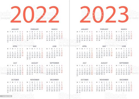 Calendar 2022 2023 Vector Illustration Week Starts On Monday