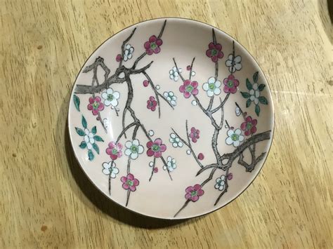 Hand Painted Pink Porcelain Cherry Blossom Decorative Bowl Etsy Uk