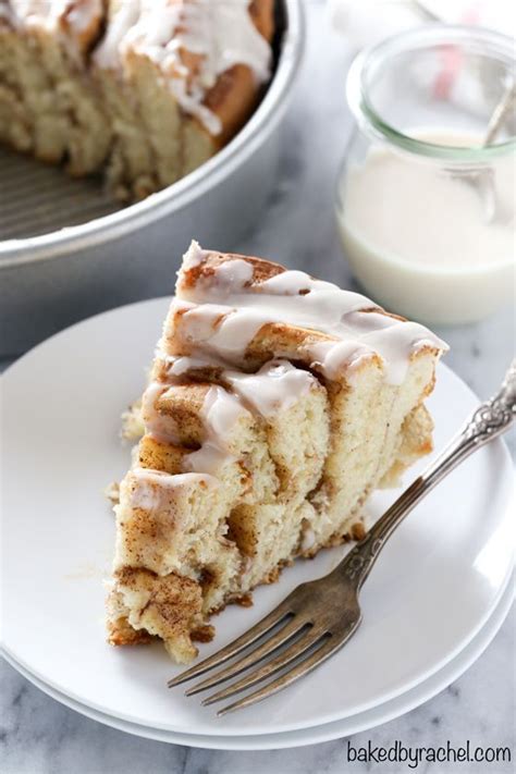 Giant Fluffy Homemade Cinnamon Roll Cake With A Sweet Vanilla Glaze