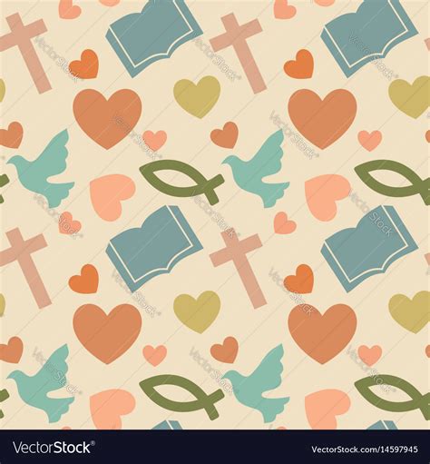 Colorful Seamless Pattern With Christian Symbols Vector Image