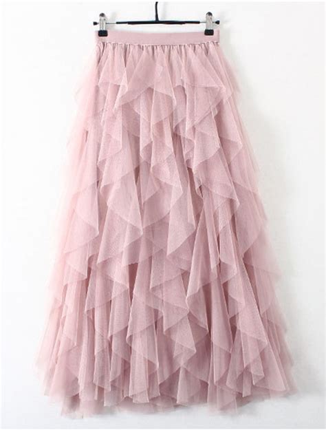 TIGENA Tutu Tulle Long Maxi Skirt Women Fashion 2023 Korean Cute Pink