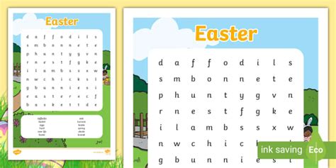 Easter Themed Word Search Cfe First Level Teacher Made