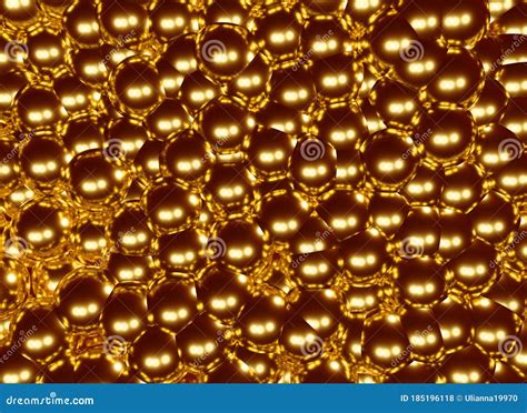 3d Illustration Of Golden Balls Background With Metal Gloss And