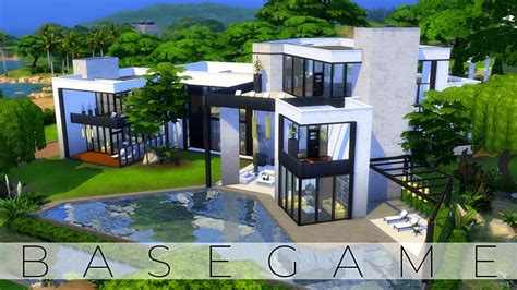 The Sims 4 Speed Build Modern Basegame Mansion Nocc Youtube