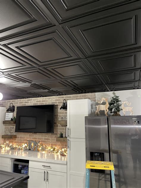 A Gorgeous Black Ceiling In A Basement Of Course Home With Krissy