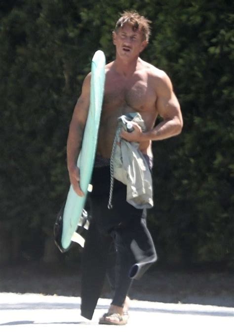 Sean Penn Shows Off His Ripped Abs During A Surfing Session In Malibu