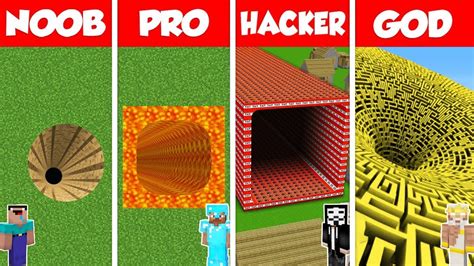 Minecraft Battle Noob Vs Pro Vs Hacker Vs God Deepest Tunnel House