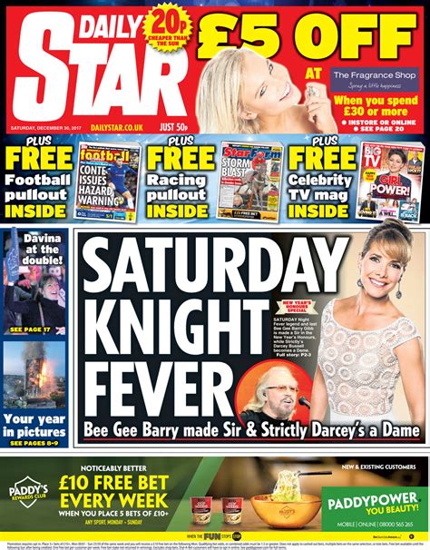 Newspaper Headlines Its Saturday Knight Fever As New Year Honours