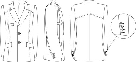 Technical Drawing Of A Mens Jacket Technical Drawing Flat Drawings