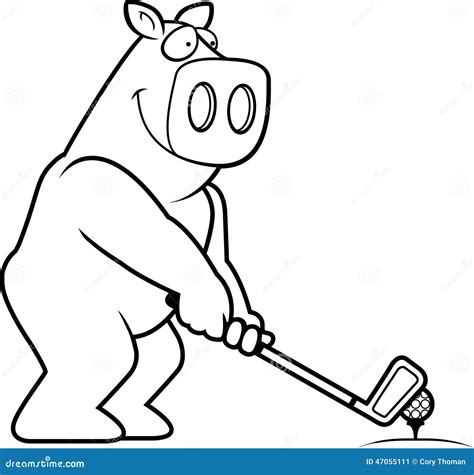 Cartoon Pig Golfing Stock Vector Illustration Of Clip 47055111
