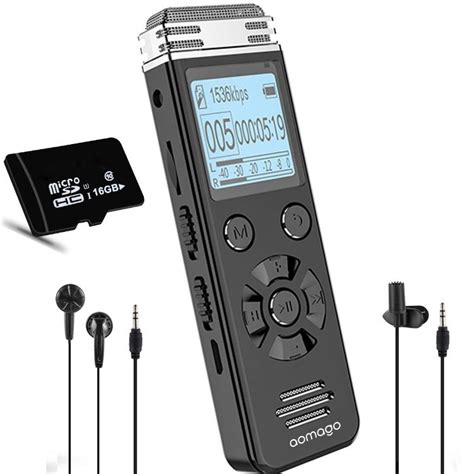 Aomago 16gb 1536kbps Dictaphone Voice Activated Recording Device Mp3