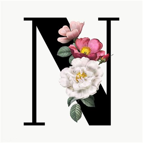 Classic And Elegant Floral Alphabet Font Letter N Transparent Png
