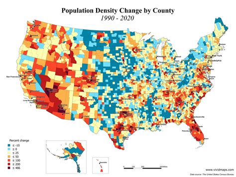 U S Population Density Mapped Vivid Maps