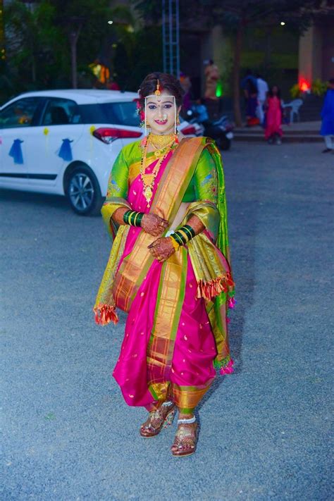 Maharashtrian Bride In Nine Yard Paithani Saree Nauvari Saree Casual