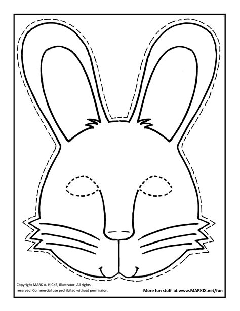Rabbit Mask Coloring Pages Sketch Coloring Page