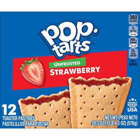 Pop Tarts Toaster Pastries Unfrosted Strawberry Value Pack 12 Ea Toaster Pastries