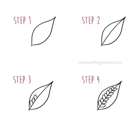 Leaf Drawing Step By Step Tutorial 10 Easy Doodle Ideas Smiling Colors