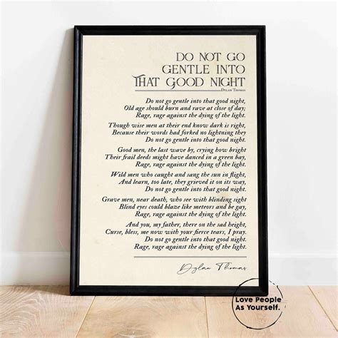 Dylan Thomas Poem Poster Print Do Not Go Gentle Into That Etsy