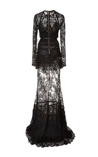 Long Sleeve Lace And Silk Georgette Gown By Elie Saab For Preorder On