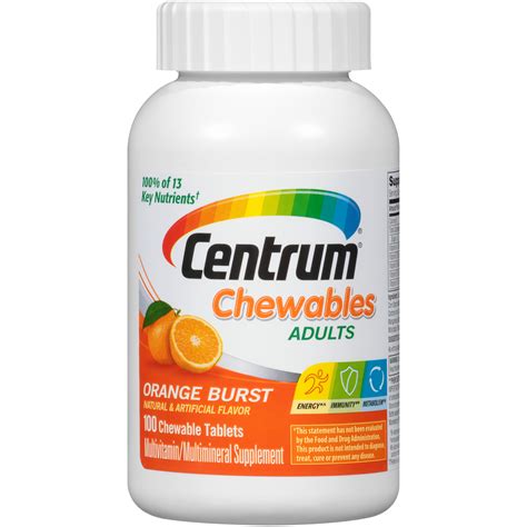 Buy these supplements online and browse the nutrition to keep you going. Centrum Chewable Multivitamin for Adults, Multivitamin ...