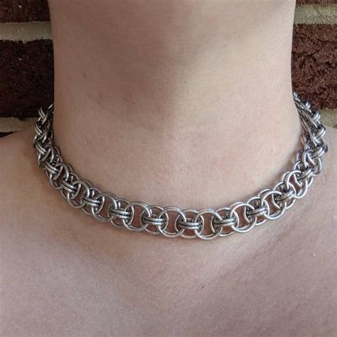 Helm Weave Chainmaille Necklace Helm Chain Choker Parallel Etsy